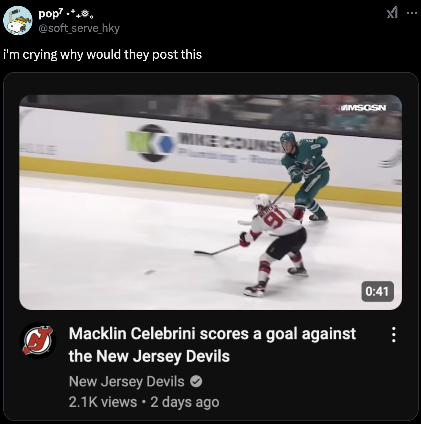 college ice hockey - pop7 i'm crying why would they post this Wike Couns Hurric 9 Macklin Celebrini scores a goal against the New Jersey Devils New Jersey Devils views 2 days ago Msgsn x1..